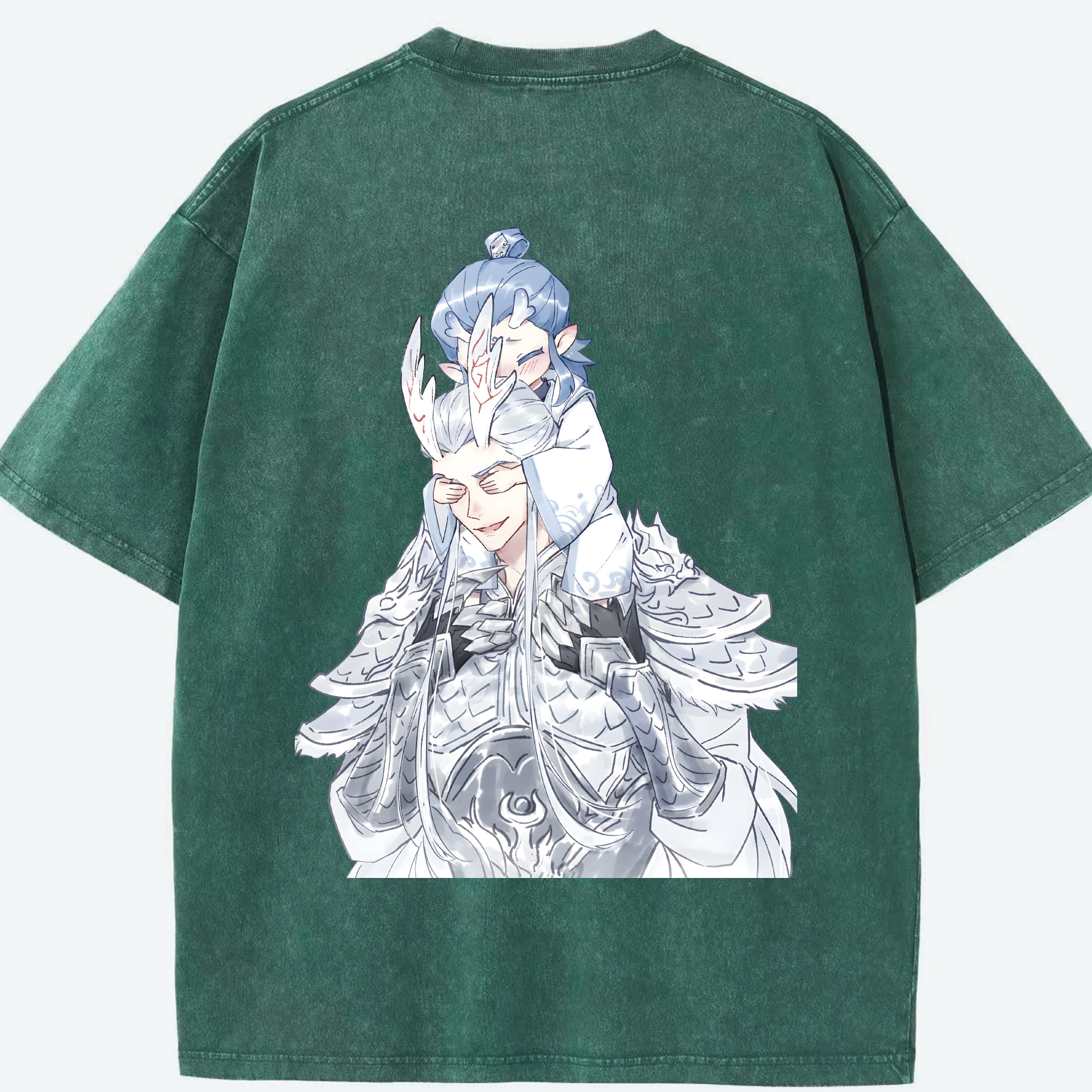 （画像用） Ne Zha 2 ナタ 魔童の大暴れ 綿100% ヴィンテージ風 半袖Tシャツ（背面プリント）